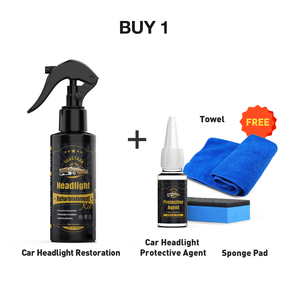 Toretark® Car Restore Protect Headlight Restoration Kit Automotive Cleaner Removing The Heavy-Duty Yellowing Clouding and Stains Unsightly Hairline Scratches