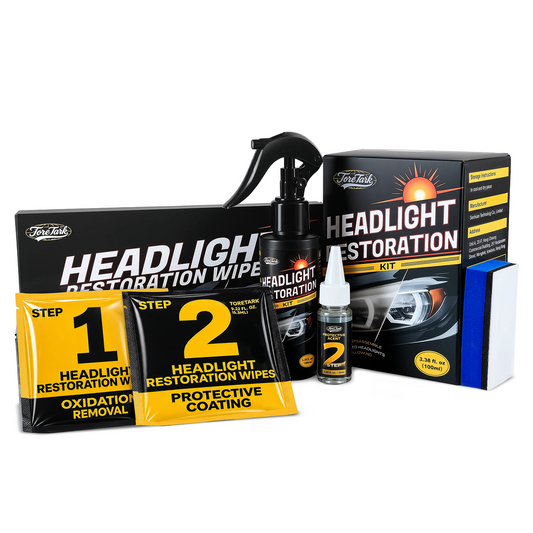 Toretark Headlight Restoration Kit & Wipes Combo