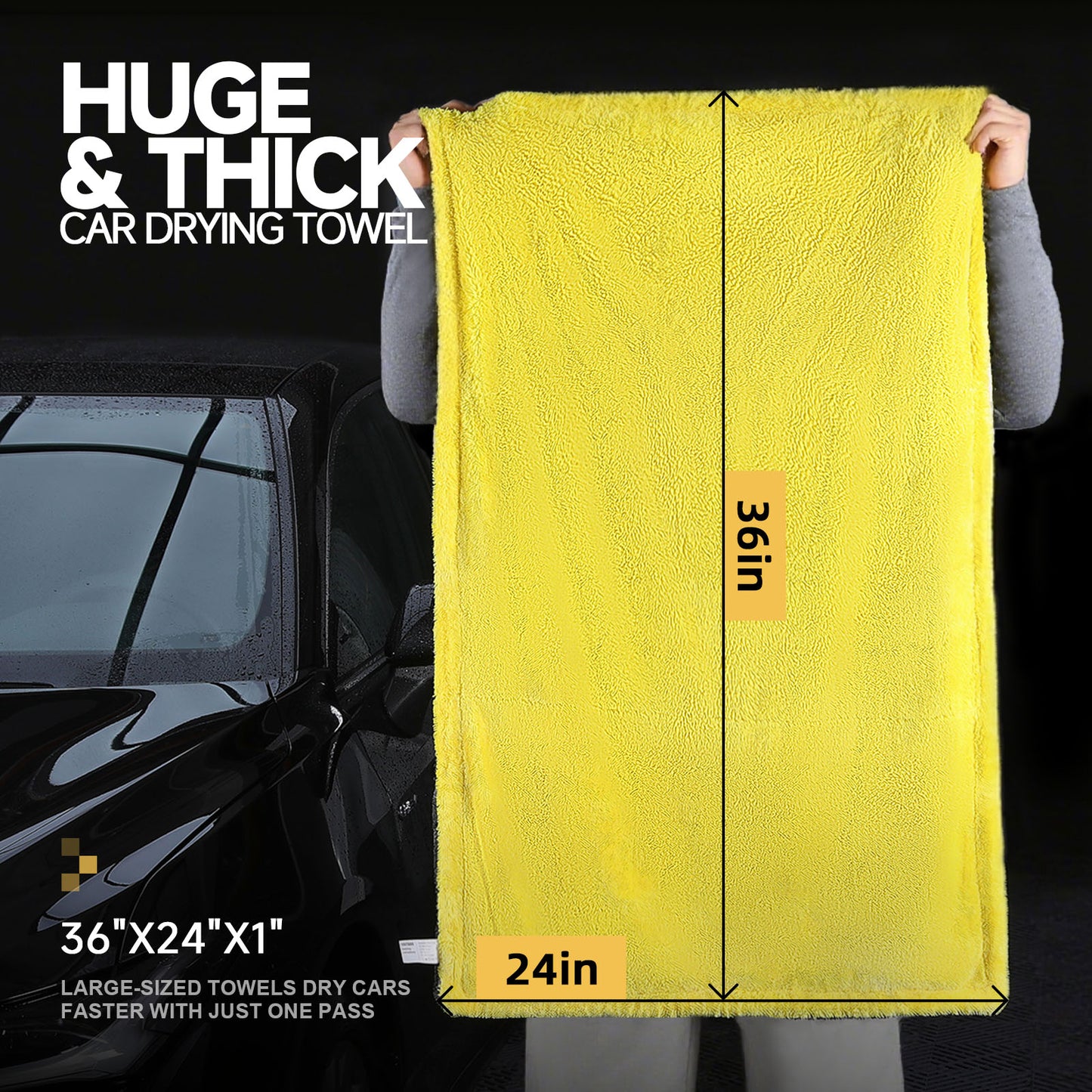 Toretark® Car Drying Towel Extra Large Microfiber Towel for Cars Cleaning & Detailing Supplies Double-Sided High Absorbency Edgeless Design