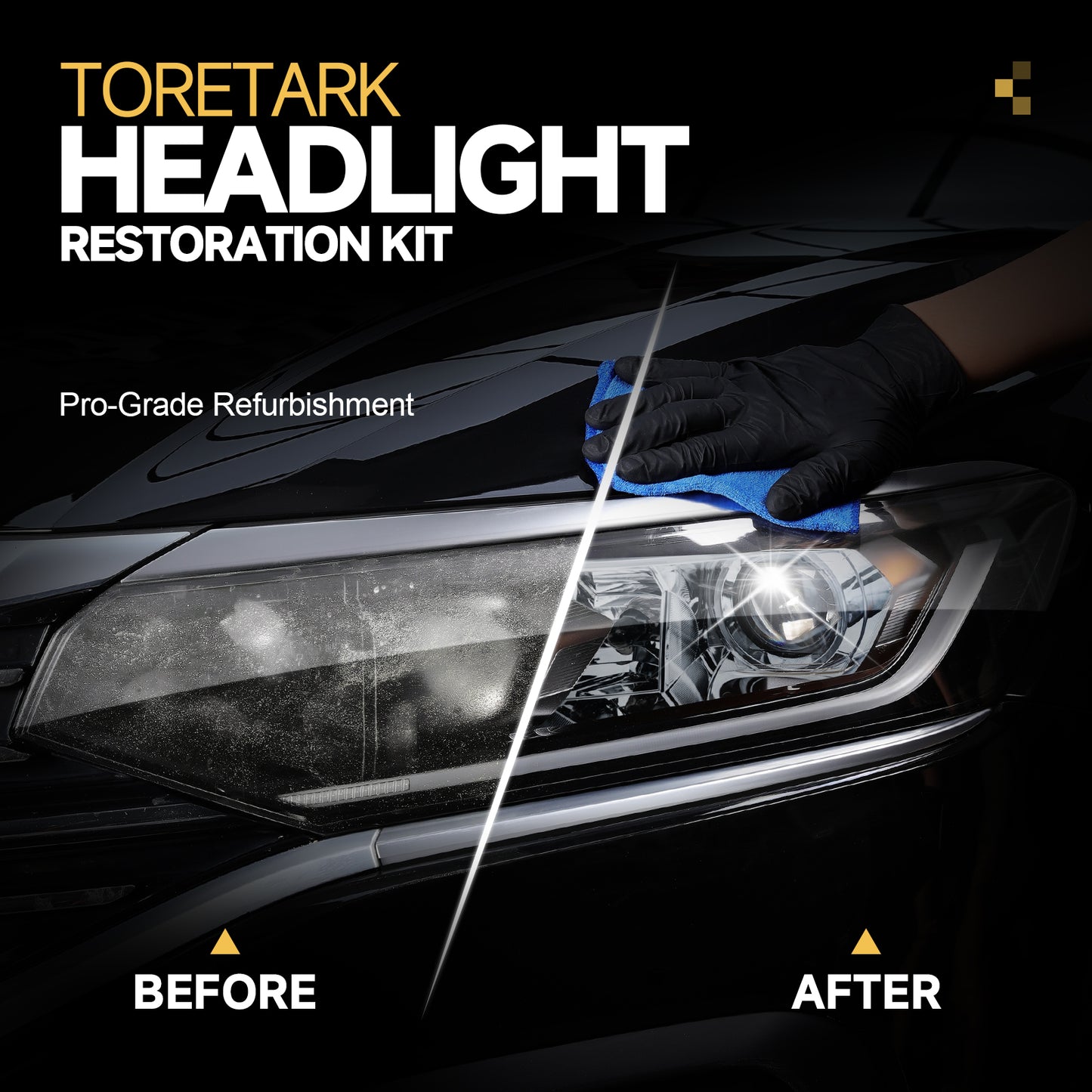 Toretark® Car Restore Protect Headlight Restoration Kit Automotive Cleaner Removing The Heavy-Duty Yellowing Clouding and Stains Unsightly Hairline Scratches