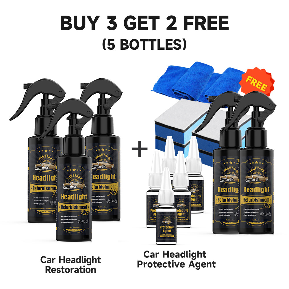 Toretark® Car Restore Protect Headlight Restoration Kit Automotive Cleaner Removing The Heavy-Duty Yellowing Clouding and Stains Unsightly Hairline Scratches