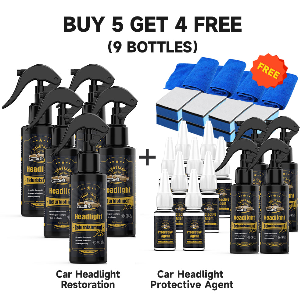 Toretark® Car Restore Protect Headlight Restoration Kit Automotive Cleaner Removing The Heavy-Duty Yellowing Clouding and Stains Unsightly Hairline Scratches
