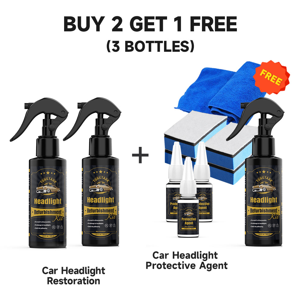 Toretark® Car Restore Protect Headlight Restoration Kit Automotive Cleaner Removing The Heavy-Duty Yellowing Clouding and Stains Unsightly Hairline Scratches