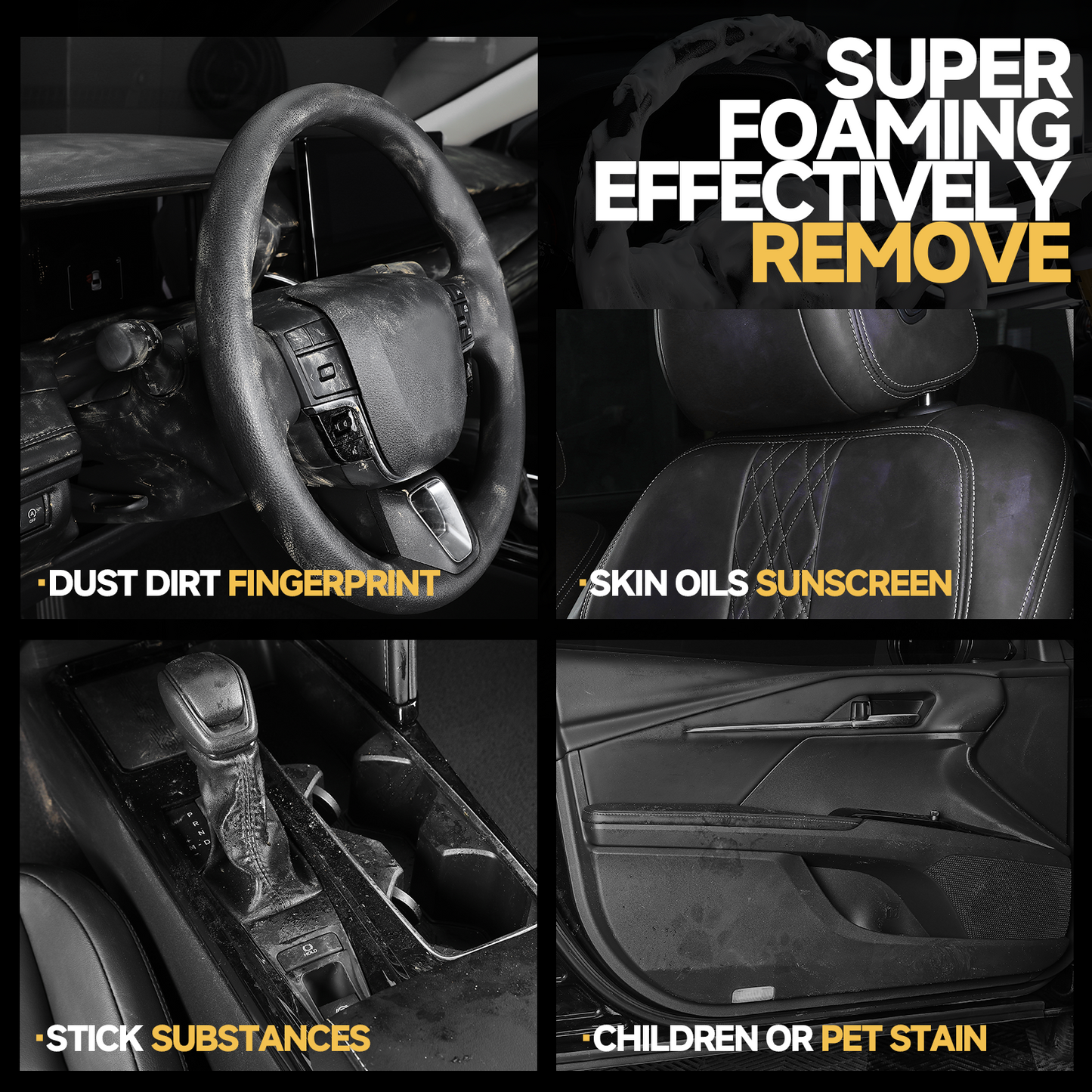 Toretark®Powerful Foam Car Interior Cleaner & Protectant for Automotive Dashboards Leather Plastic Parts Glass and Rubber