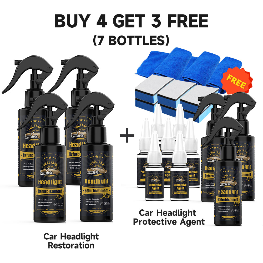 Toretark® Car Restore Protect Headlight Restoration Kit Automotive Cleaner Removing The Heavy-Duty Yellowing Clouding and Stains Unsightly Hairline Scratches