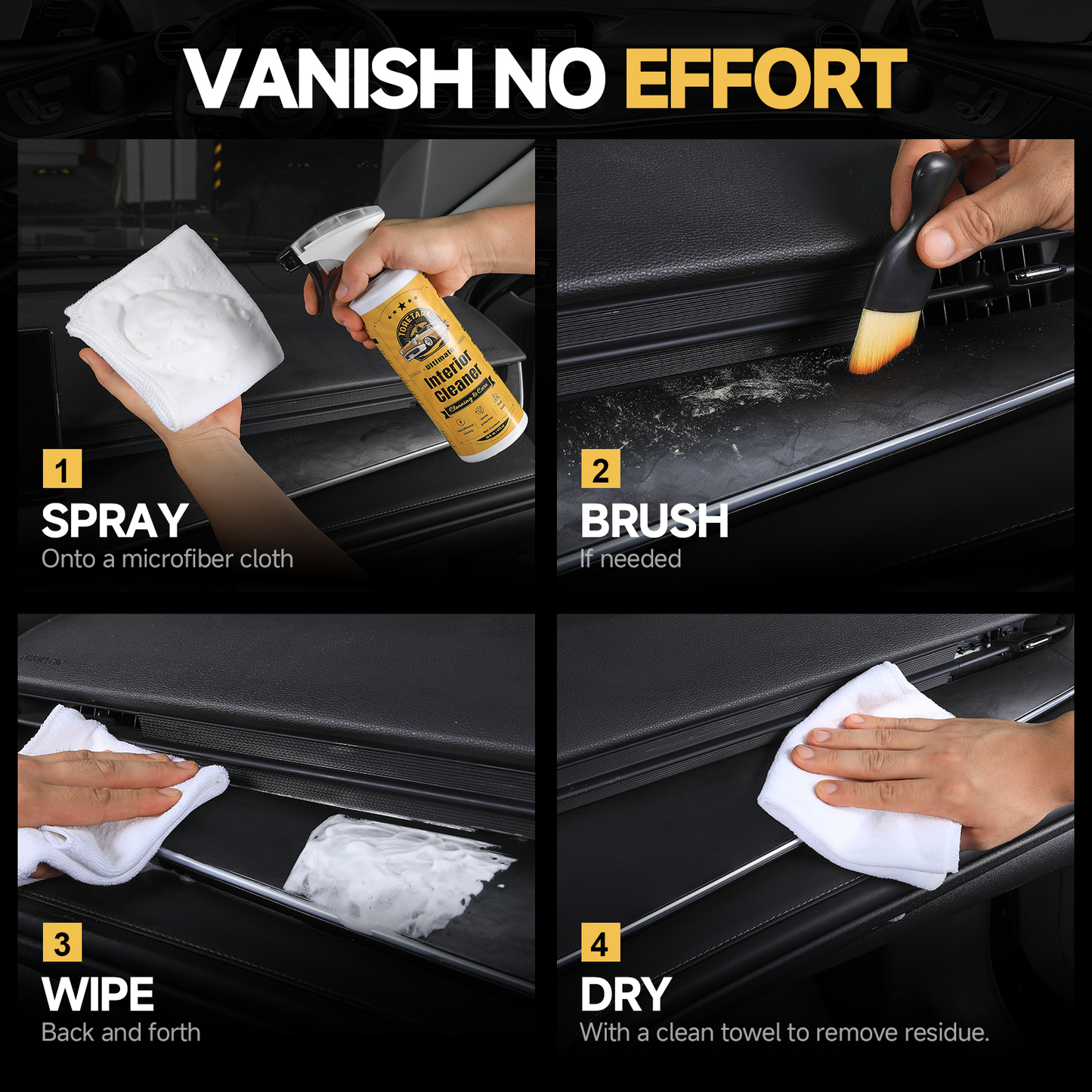 Toretark®Powerful Foam Car Interior Cleaner & Protectant for Automotive Dashboards Leather Plastic Parts Glass and Rubber