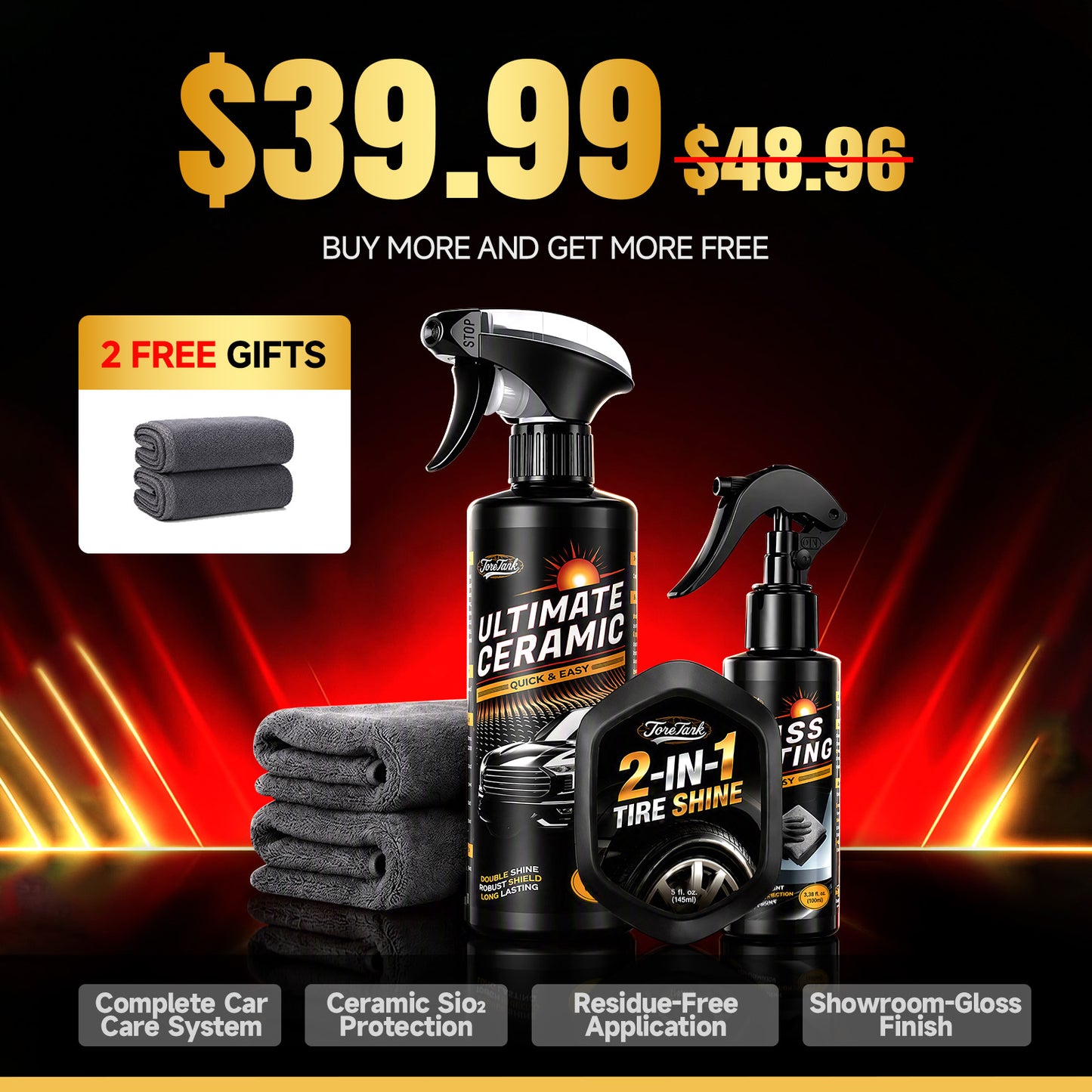 Toretark 2-in-1 Tire Shine with Applicator Built-in (5 oz)