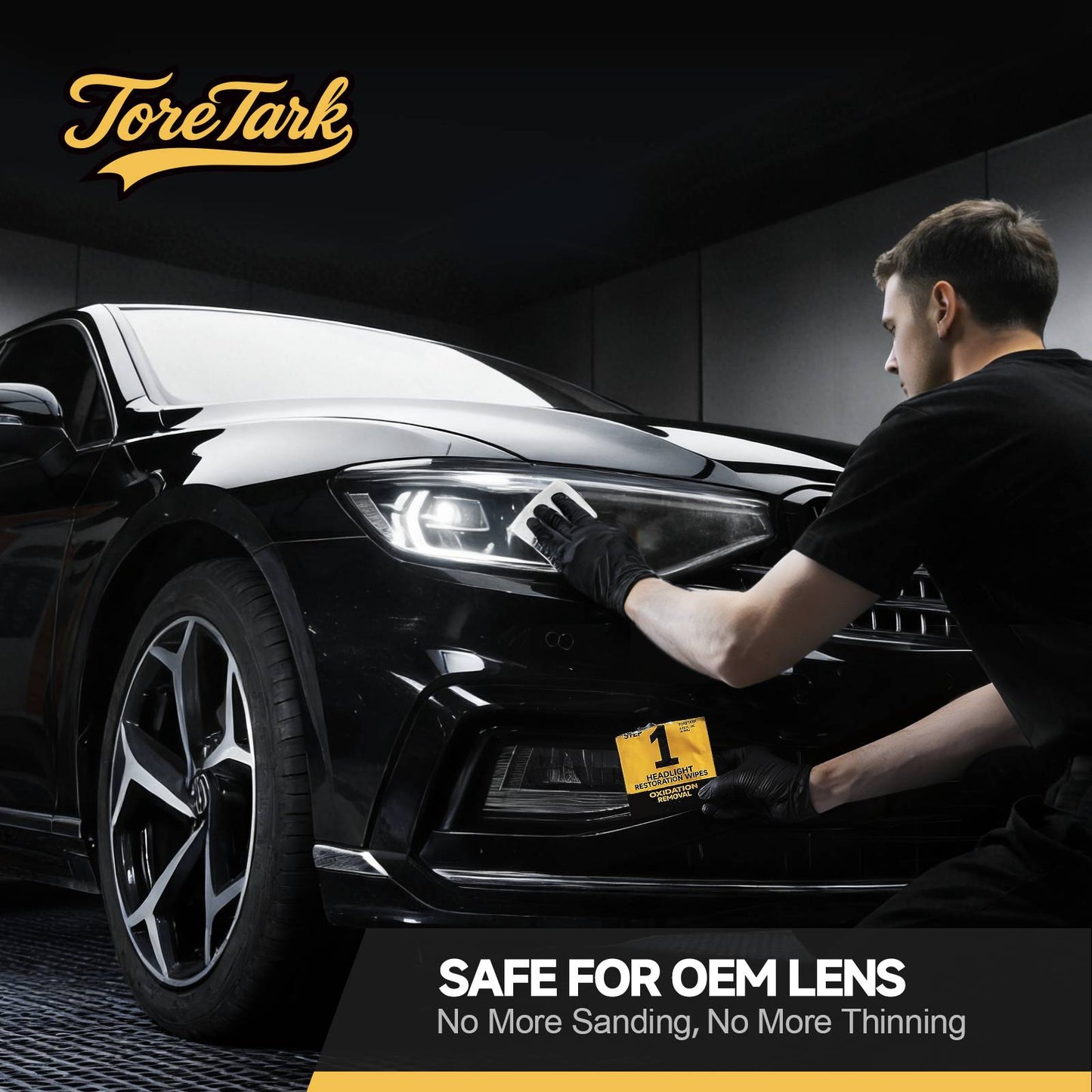 Toretark Headlight Restoration Kit & Wipes Combo
