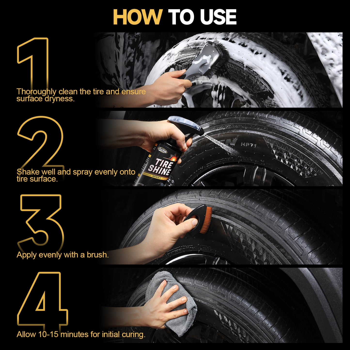 Instant Stain Resistant & Long-Lasting Tire Shine Spray