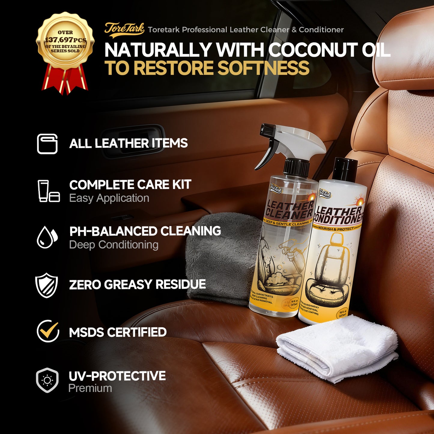 Toretark Leather Cleaner and Conditioner Kit